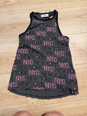 Abercrombie & Fitch Charcoal Tank with Pink NYC Print